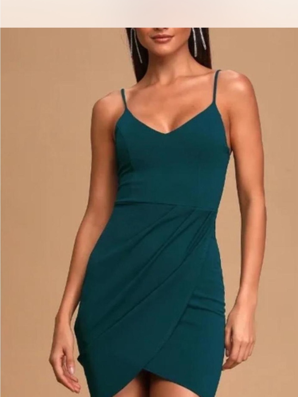 Lulu's Teal Spaghetti Strap Asymmetric Mini Dress